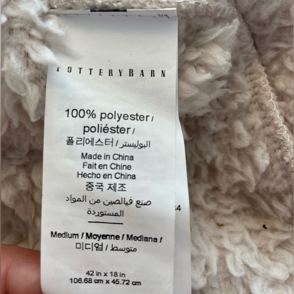 Pottery Barn Teddy Bear Plush Sherpa Robe Cream Off White Cozy Warm Women's Sz M - Picture 4 of 10